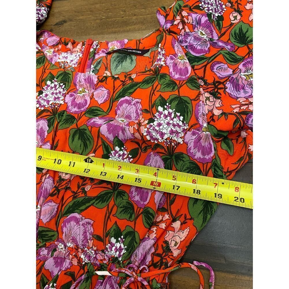 SFERA Collection Floral Mini Dress Ruffle Short Sleeve Femme Belted Party Size M - Picture 10 of 10